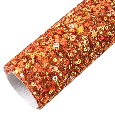 Multiple Colors Large Sequins Glitter Printed Faux Leather Sheet