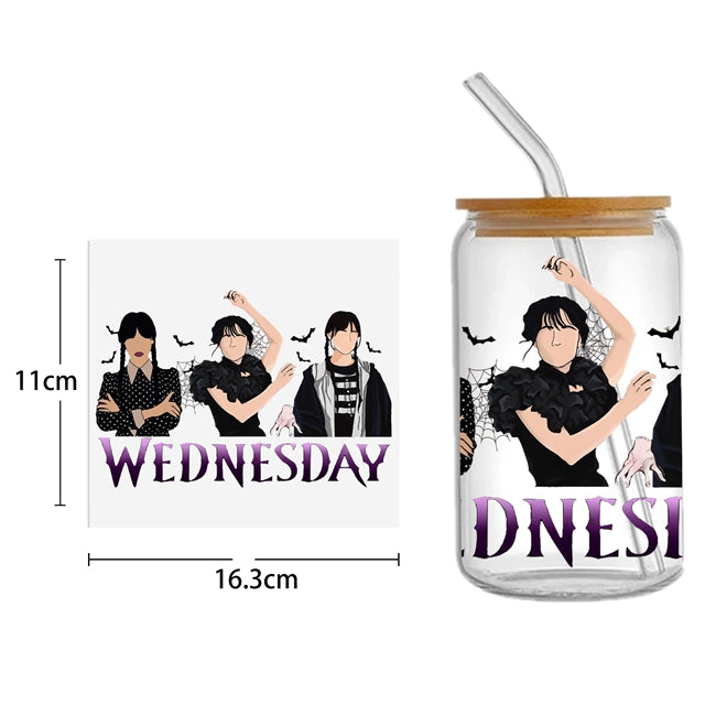 Wednesday Several Choices UV DTF Glass Can Wrap FeeFiFauxLeather