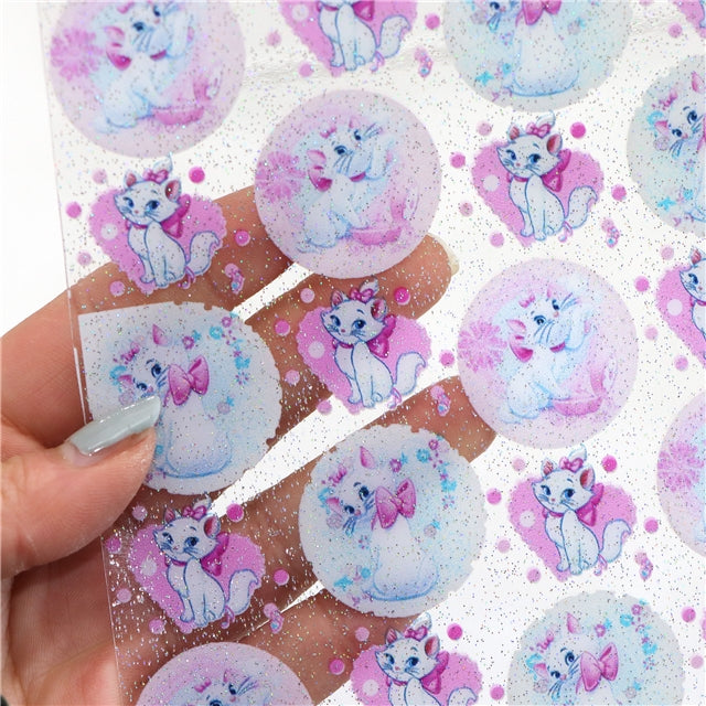 Marie Cat Printed See Through Sheet  Clear Transparent Sheet FeeFiFauxLeather