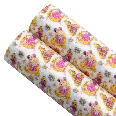 Princess Fine Glitter Printed Faux Leather Sheet Bright colors