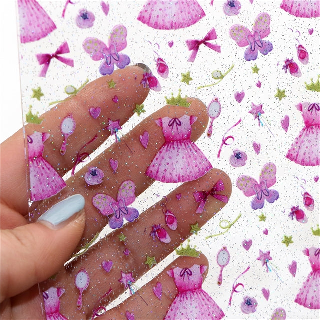 Princess Pink Dress Printed See Through Sheet  Clear Transparent Sheet FeeFiFauxLeather