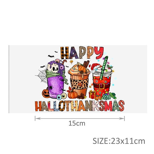 Halloween, Thanksgiving and Christmas UV DTF Glass Can Wrap FeeFiFauxLeather