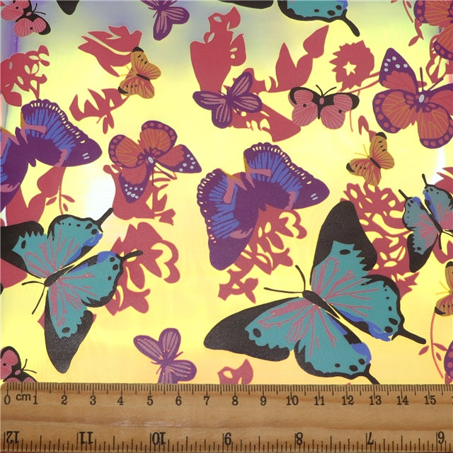 Butterfly Holographic Laser Printed Faux Leather Print Sheet FeeFiFauxLeather
