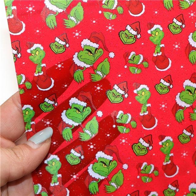 The Grinch Printed See Through Vinyl ,Clear, Transparent Vinyl Sheet FeeFiFauxLeather