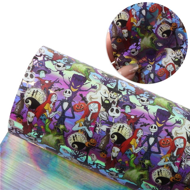 The Nightmare Before Christmas Holographic Laser Printed Sheet FeeFiFauxLeather