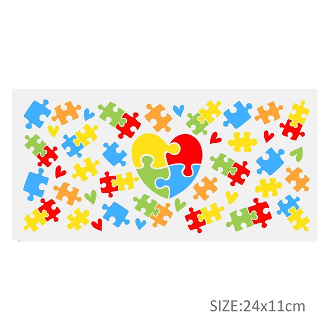 Autism UV DTF Glass Can Wrap FeeFiFauxLeather