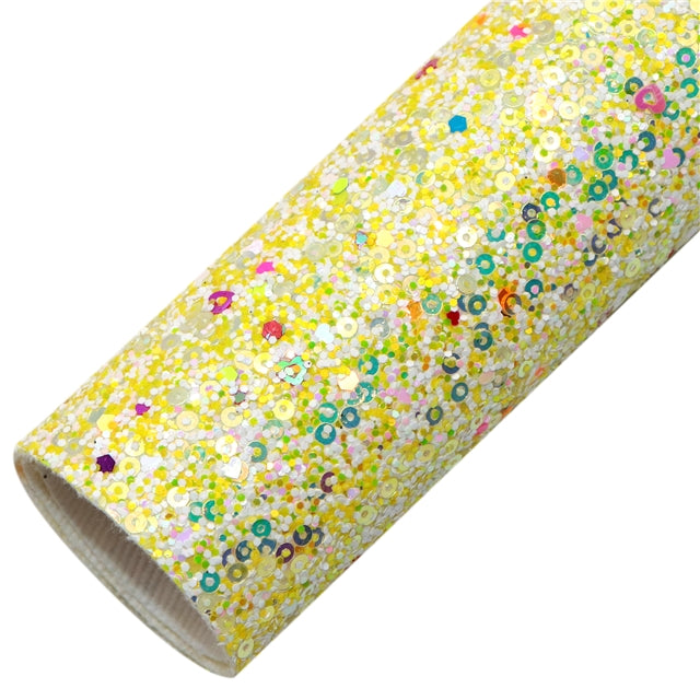 Multiple Colors Large Sequins Glitter Printed Faux Leather Sheet