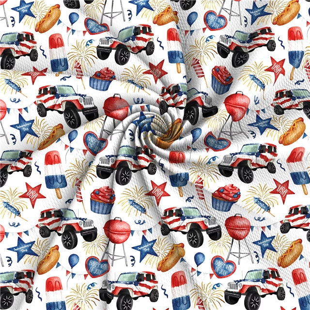 July 4th Jeep Party BBQ Textured Liverpool/ Bullet Fabric FeeFiFauxLeather