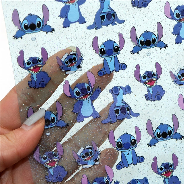 Blue Alien Printed See Through Vinyl ,Clear, Transparent Vinyl Sheet FeeFiFauxLeather