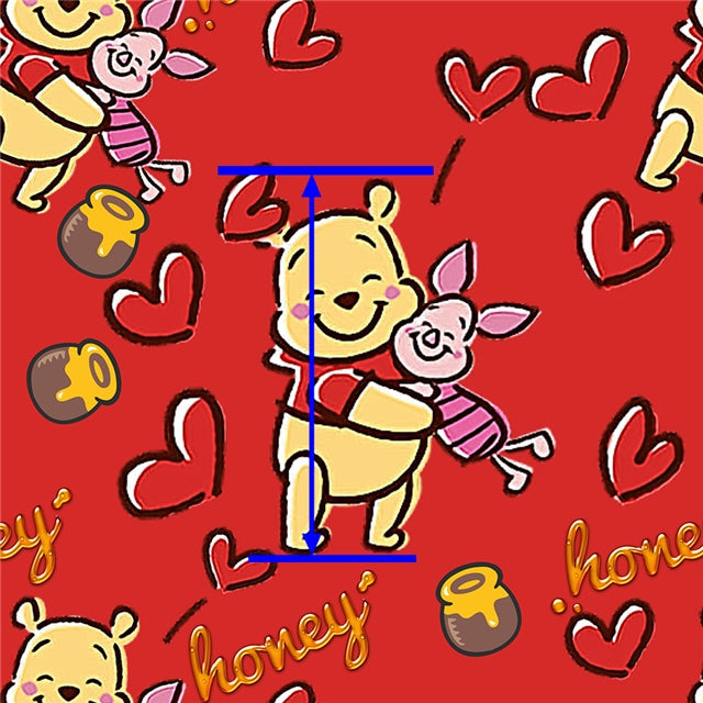 Winnie The Pooh Valentine Hearts Textured Liverpool/ Bullet Fabric FeeFiFauxLeather