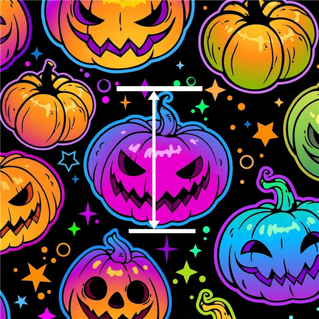 Halloween Bright Colorful Pumpkins Printed See Through Sheet  Clear Transparent Sheet FeeFiFauxLeather