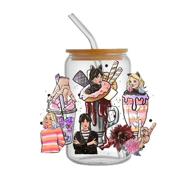 Wednesday Several Choices UV DTF Glass Can Wrap FeeFiFauxLeather