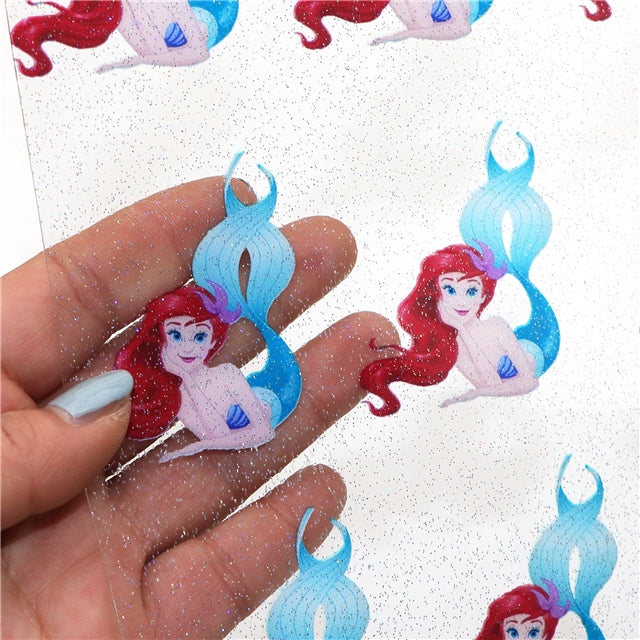 The Little Mermaid Ariel Printed See Through Sheet  Clear Transparent Sheet FeeFiFauxLeather