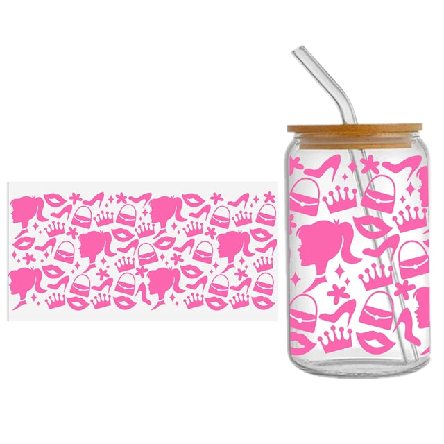 Fashion Doll UV DTF Glass Can Wrap FeeFiFauxLeather