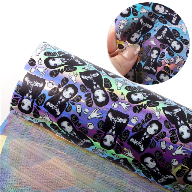 Wednesday Holographic Laser Print Sheet FeeFiFauxLeather