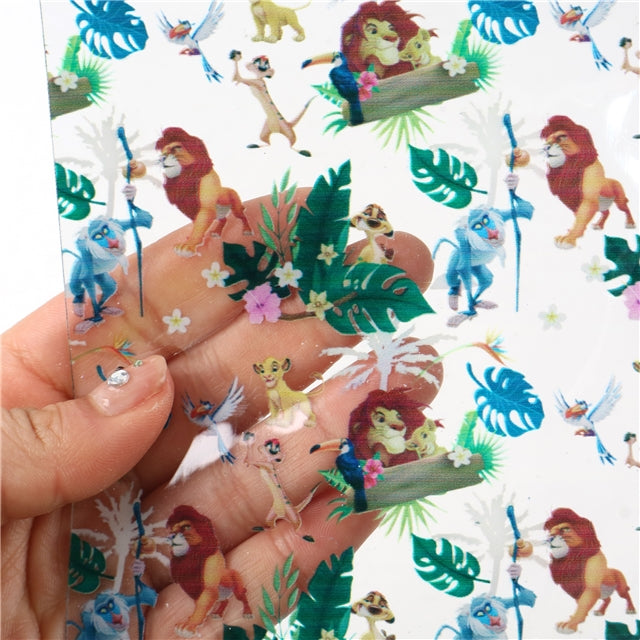 Lion King Printed See Through Sheet Clear Transparent Sheet FeeFiFauxLeather