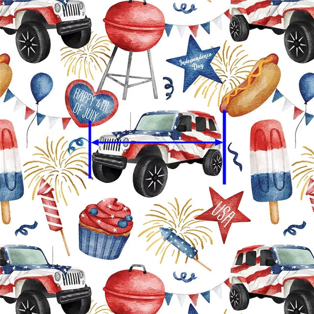 Red, White and Blue July 4th Litchi Printed Faux Leather Sheet Litchi has a pebble like feel with bright colors FeeFiFauxLeather