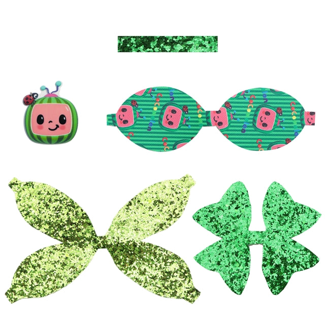 Cocomelon Printed Faux Leather Pre-Cut Bow Includes Centerpiece FeeFiFauxLeather