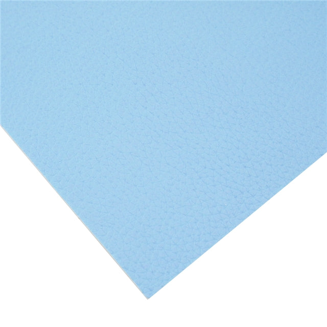 Sky Blue Large Litchi Solid Faux Leather Sheet FeeFiFauxLeather