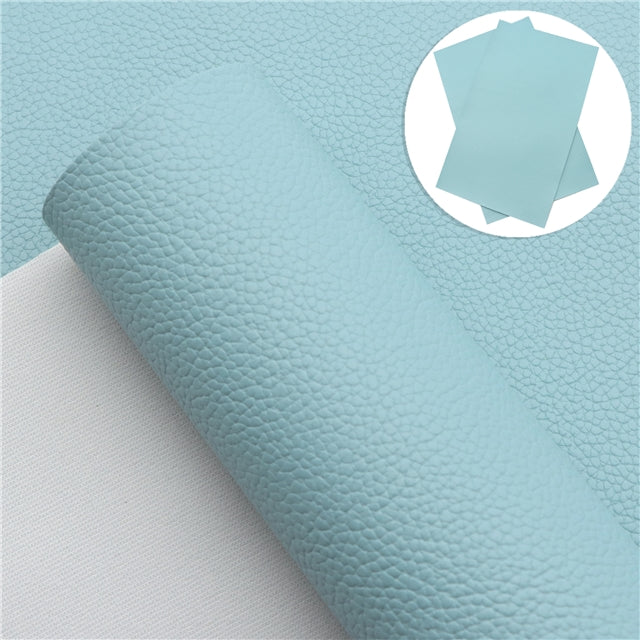 Blue Litchi Solid Faux Leather Sheet FeeFiFauxLeather