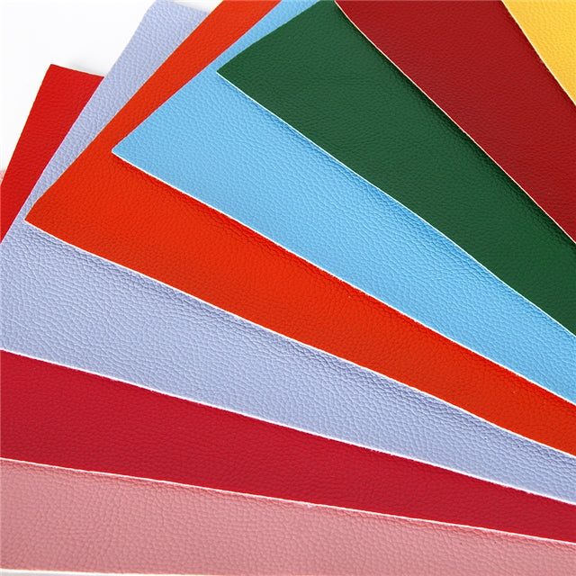 Blue Litchi Solid Faux Leather Sheet FeeFiFauxLeather