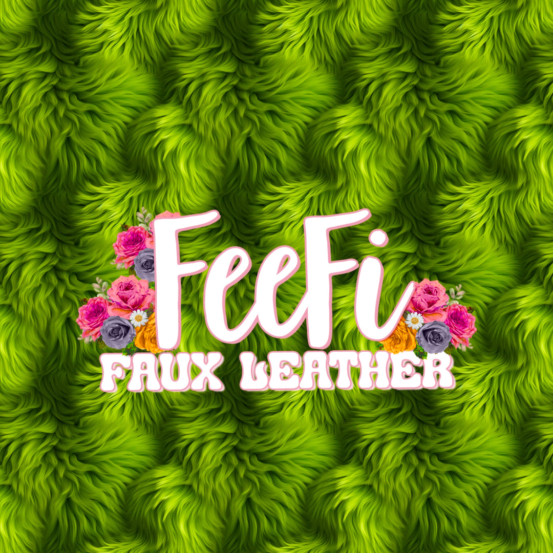 Grinch Fir Christmas Printed Faux Leather Sheet Litchi has a pebble like feel with bright colors FeeFiFauxLeather