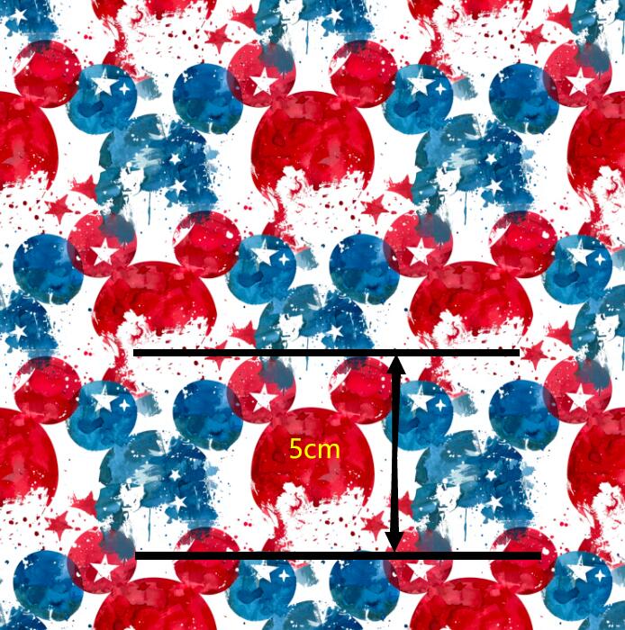 Red, White and Blue Mouse July 4th Printed Textured Liverpool/ Bullet Fabric FeeFiFauxLeather