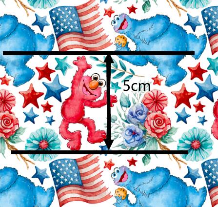 Elmo and Friends Printed Textured Liverpool/ Bullet Fabric with a textured feel FeeFiFauxLeather