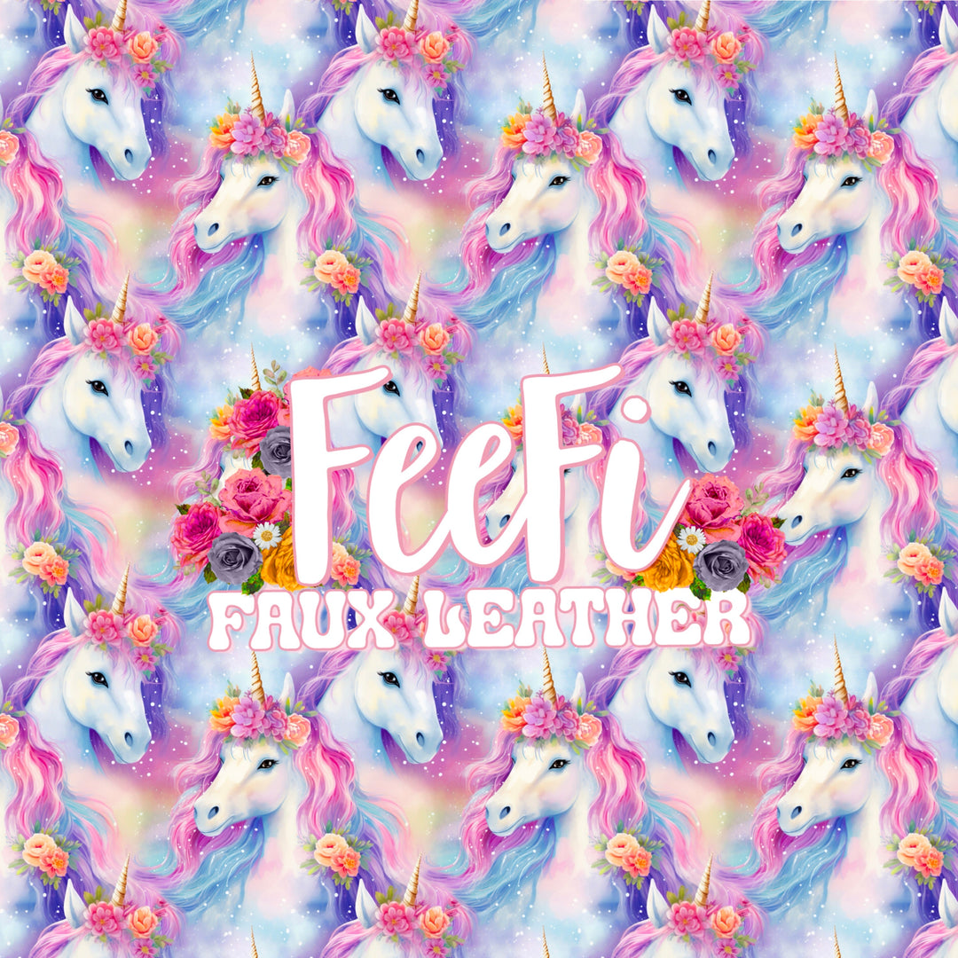 Unicorn Floral Printed Textured Liverpool/ Bullet Fabric FeeFiFauxLeather