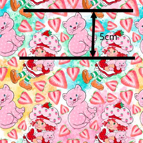 Strawberry Shortcake Printed Textured Liverpool/ Bullet Fabric FeeFiFauxLeather