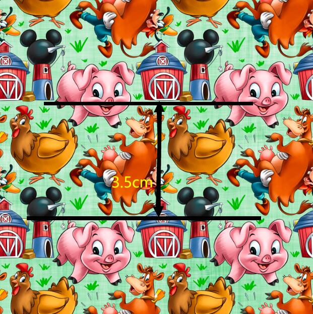 Mouse Farm Animals Printed Faux Leather Sheet Litchi has a pebble like feel with bright colors FeeFiFauxLeather