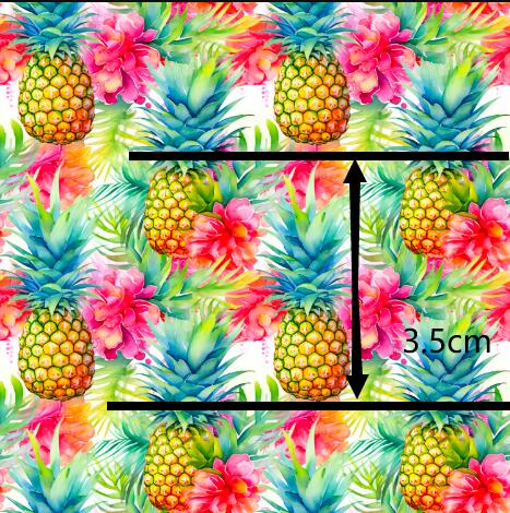 Colorful Pineapple Printed Textured Liverpool/ Bullet Fabric with a textured feel FeeFiFauxLeather