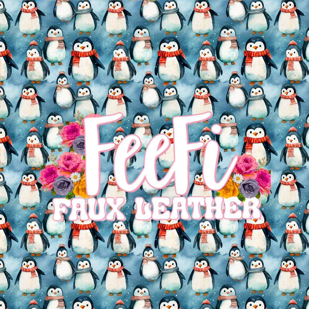 Christmas Penquins Printed Liverpool/Bullet Fabric FeeFiFauxLeather