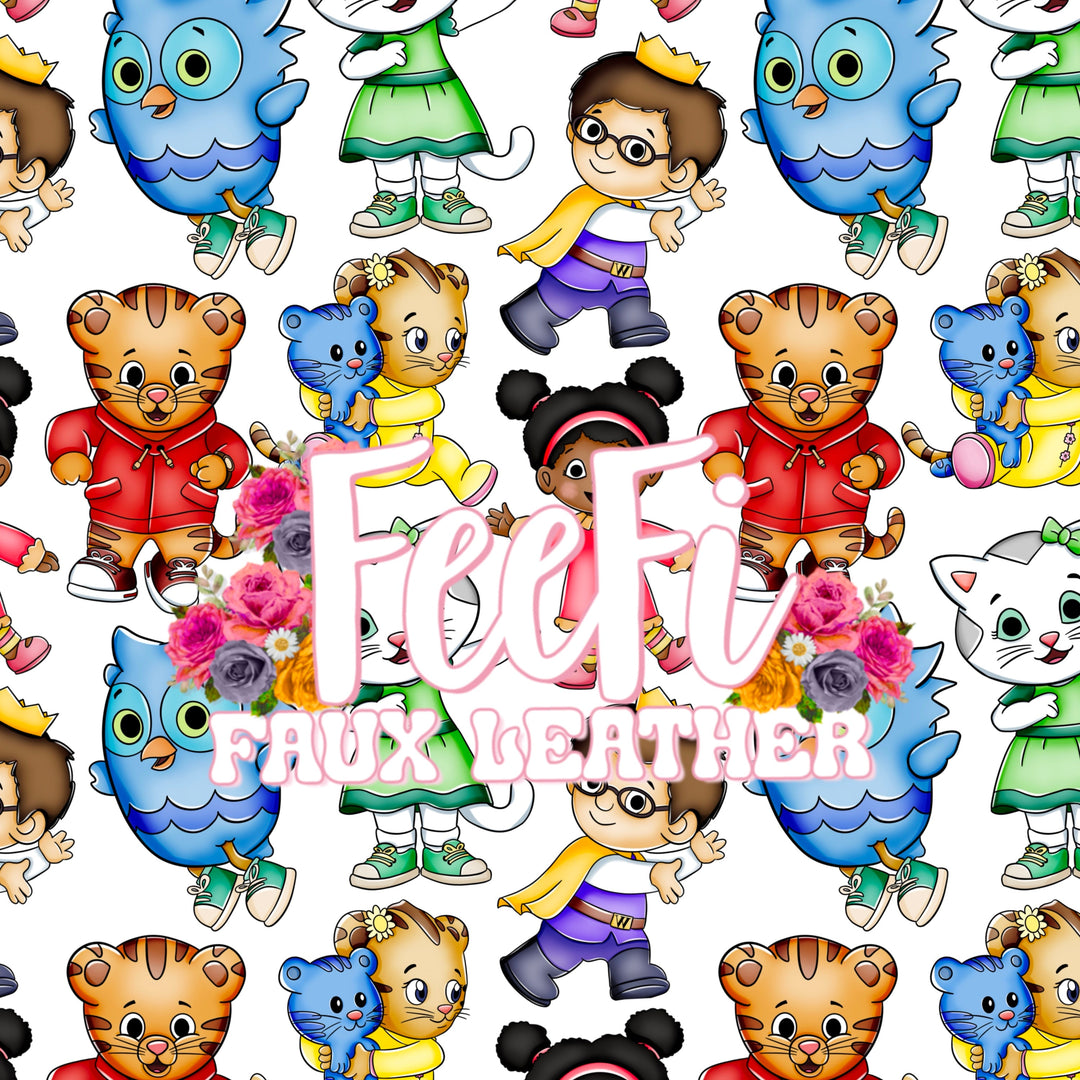 Daniel Tiger Printed Textured Bullet Fabric FeeFiFauxLeather