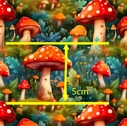 Mushroom Forest Printed Textured Liverpool/ Bullet Fabric FeeFiFauxLeather