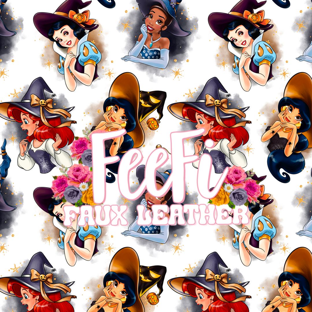 Princess Witches Printed Textured Liverpool/ Bullet Fabric with a textured feel FeeFiFauxLeather