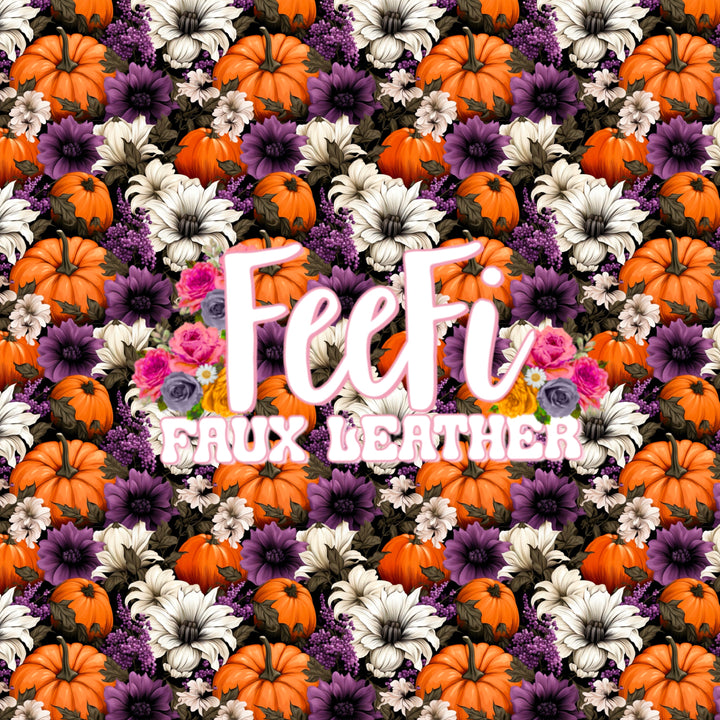 Fall Flowers Floral Printed Textured Liverpool/ Bullet Fabric FeeFiFauxLeather