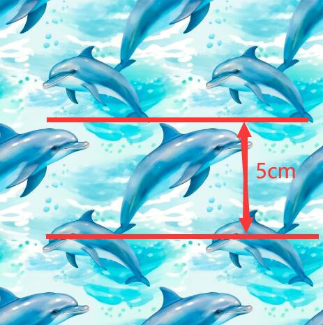 Dolphins Printed Textured Liverpool/ Bullet Fabric with a textured feel FeeFiFauxLeather
