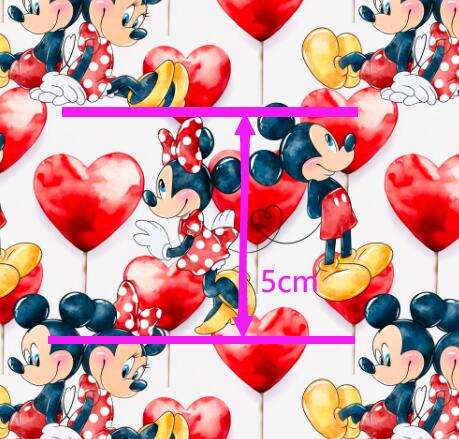 Mouse Valentine Hearts Printed Textured Liverpool/ Bullet Fabric with a textured feel FeeFiFauxLeather