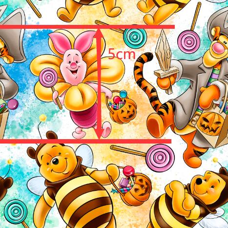 Winnie The Pooh Halloween Printed Textured Liverpool/ Bullet Fabric with a textured feel FeeFiFauxLeather