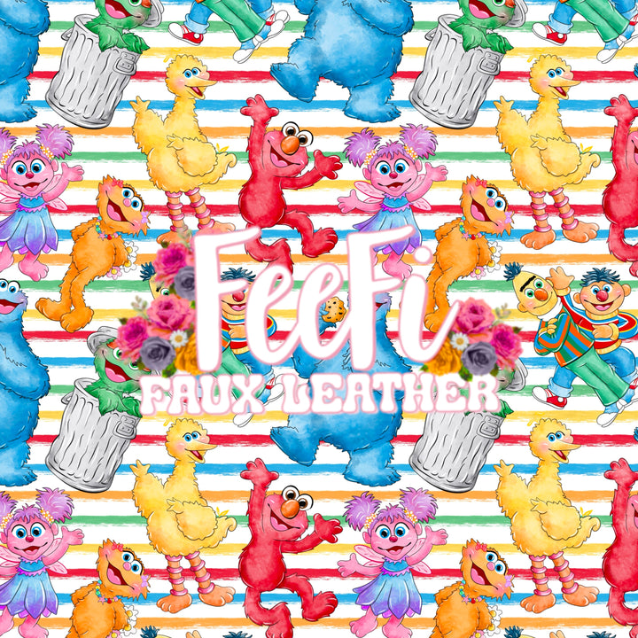 Sesame Street Litchi Printed Faux Leather Sheet FeeFiFauxLeather