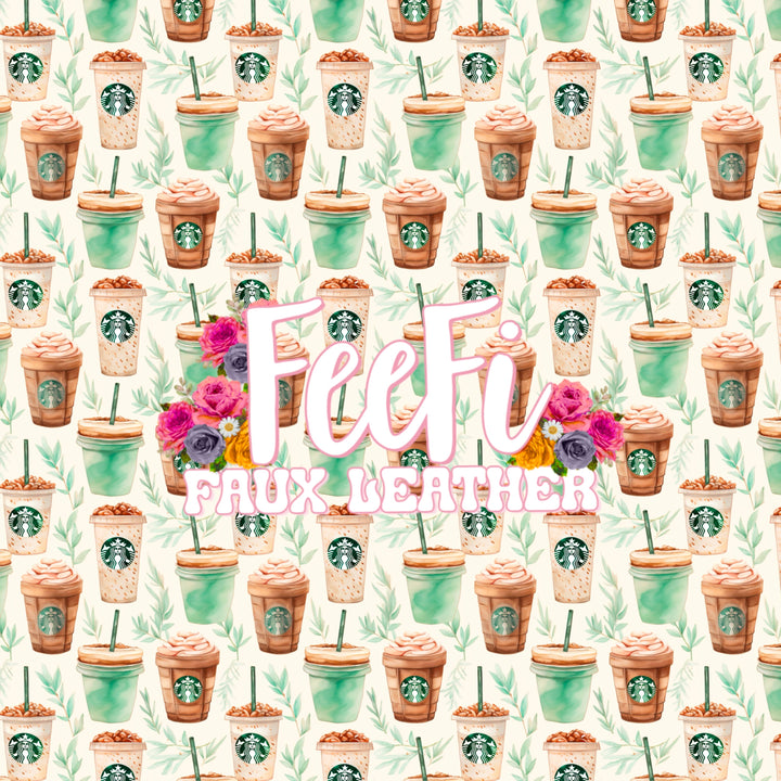 Fall Coffee Printed Faux Leather Sheet Litchi has a pebble like feel with bright colors FeeFiFauxLeather
