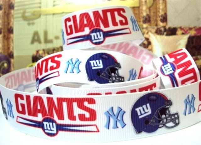 Giants Football 1 Yard Printed Grosgrain Ribbon 1 inch wide