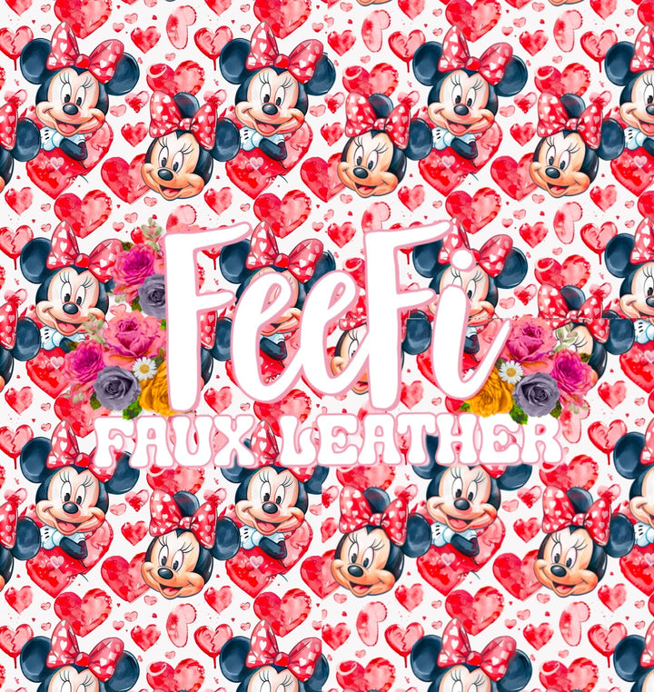 Mouse Valentines Textured Liverpool/ Bullet Fabric FeeFiFauxLeather