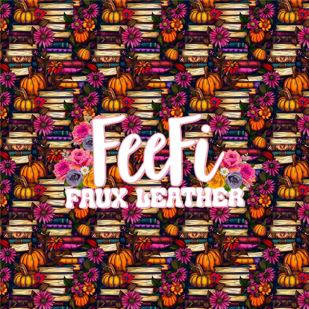 Colorful Fall Print Printed Litchi Faux Leather Sheet FeeFiFauxLeather