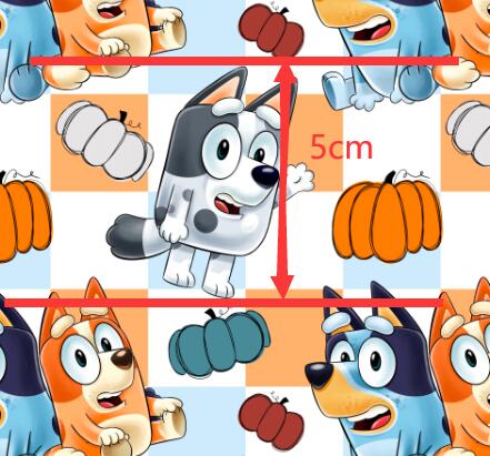 Blue Dog Halloween Printed Textured Bullet Fabric FeeFiFauxLeather