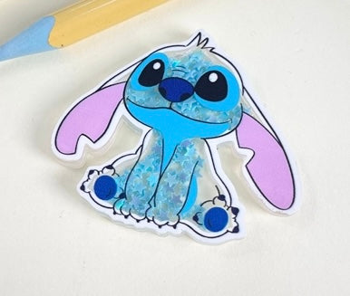 Blue Alien Quicksand Sequin Resin FeeFiFauxLeather