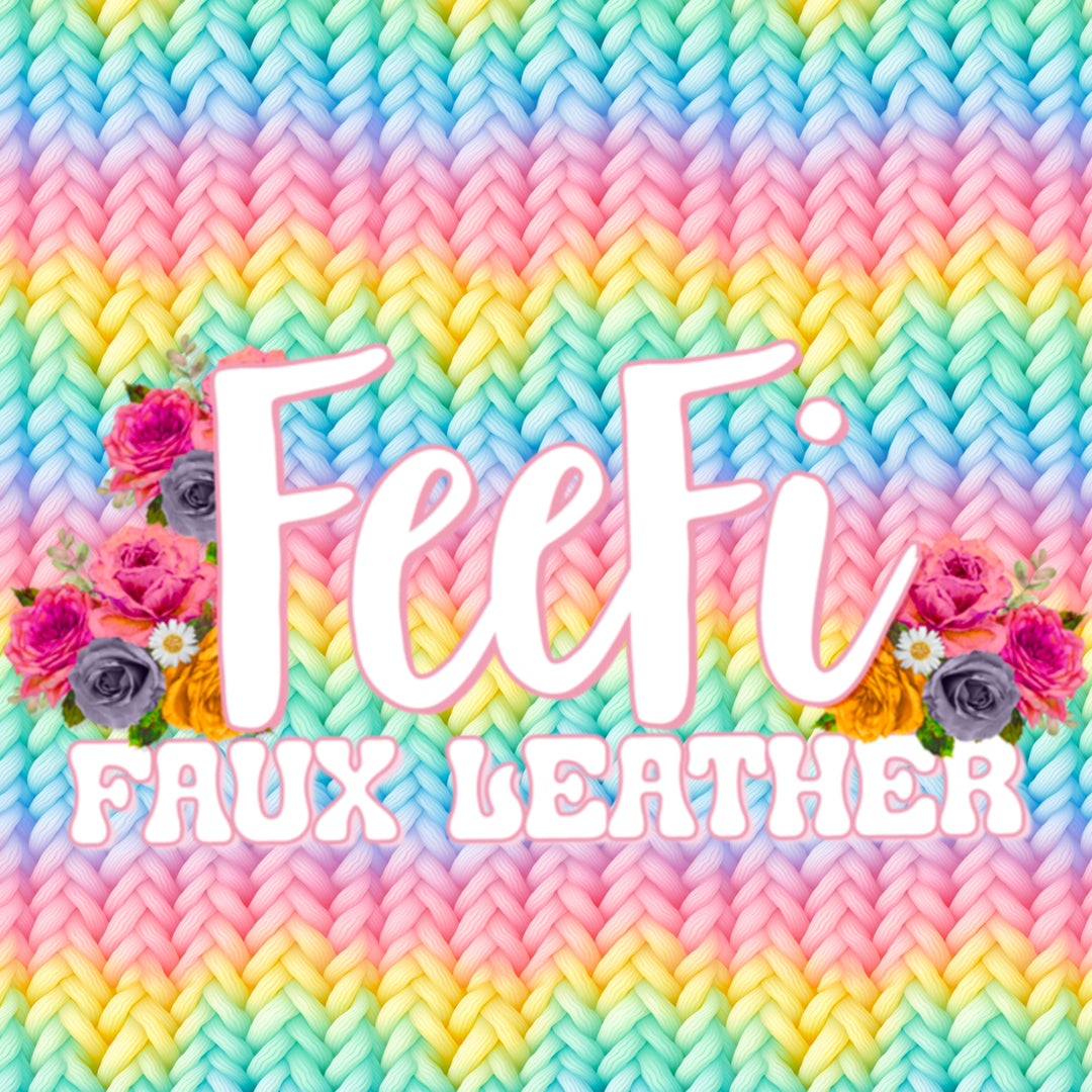 Colorful Yarn Crochet Printed Smooth Faux Leather Sheet FeeFiFauxLeather