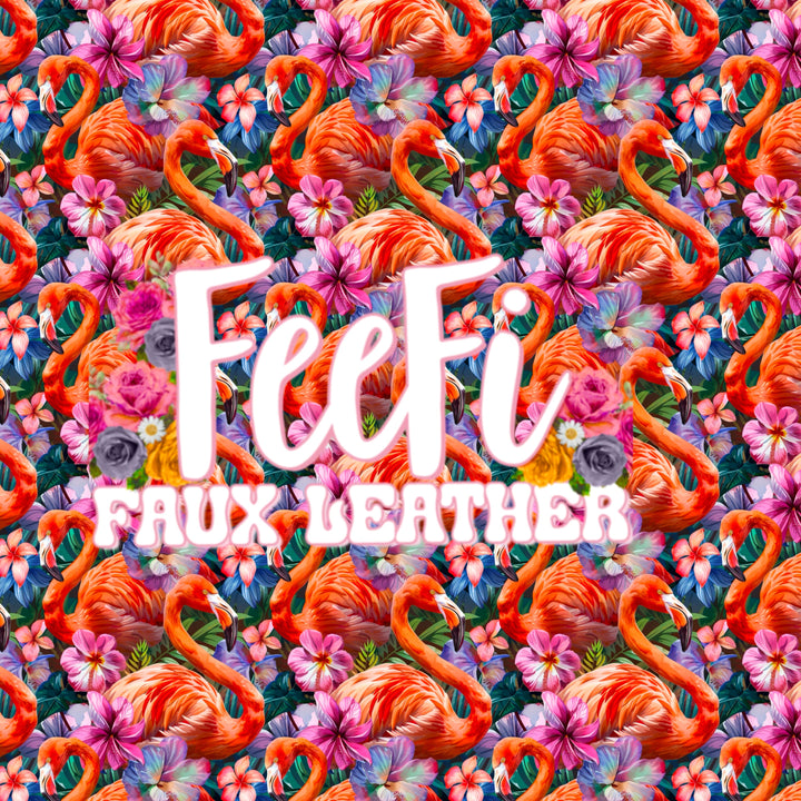 Flamingos Printed Smooth Faux Leather Sheet FeeFiFauxLeather