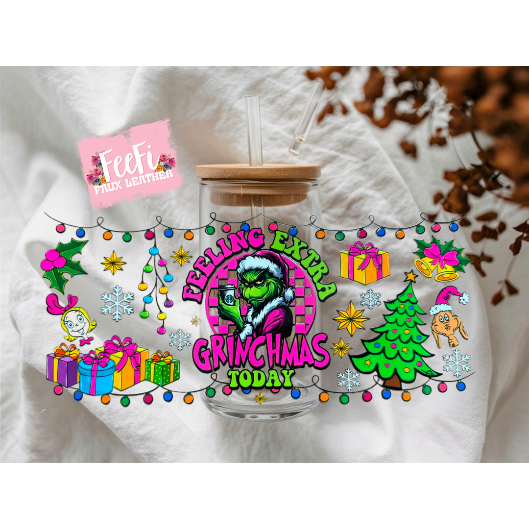 Grinch Christmas UV DTF Cup Wrap – Easy Cup Wrap for Tumblers & Projects FeeFiFauxLeather